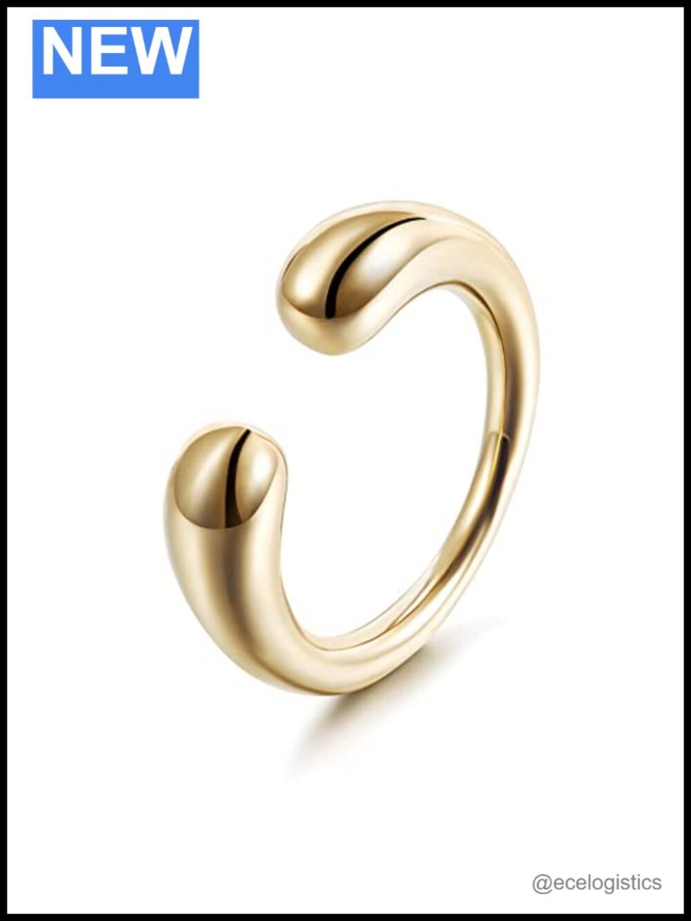 14K Gold Plated Stainless Steel Chunky Statement Stackable Ring Women Size 6-10
